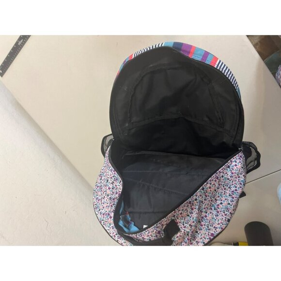 Roxy Girl Multicolor Stripe Boho Floral Backpack Black Interior - Picture 6 of 8